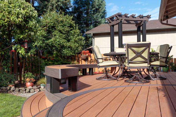 TimberTech AZEK decking in Dark Hickory with Premier Black accent - Vintage Collection